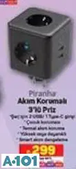 PİRANHA AKIM KORUMALI 3'LÜ PRİZ